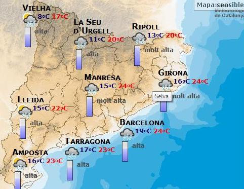 mapa previst per diumenge