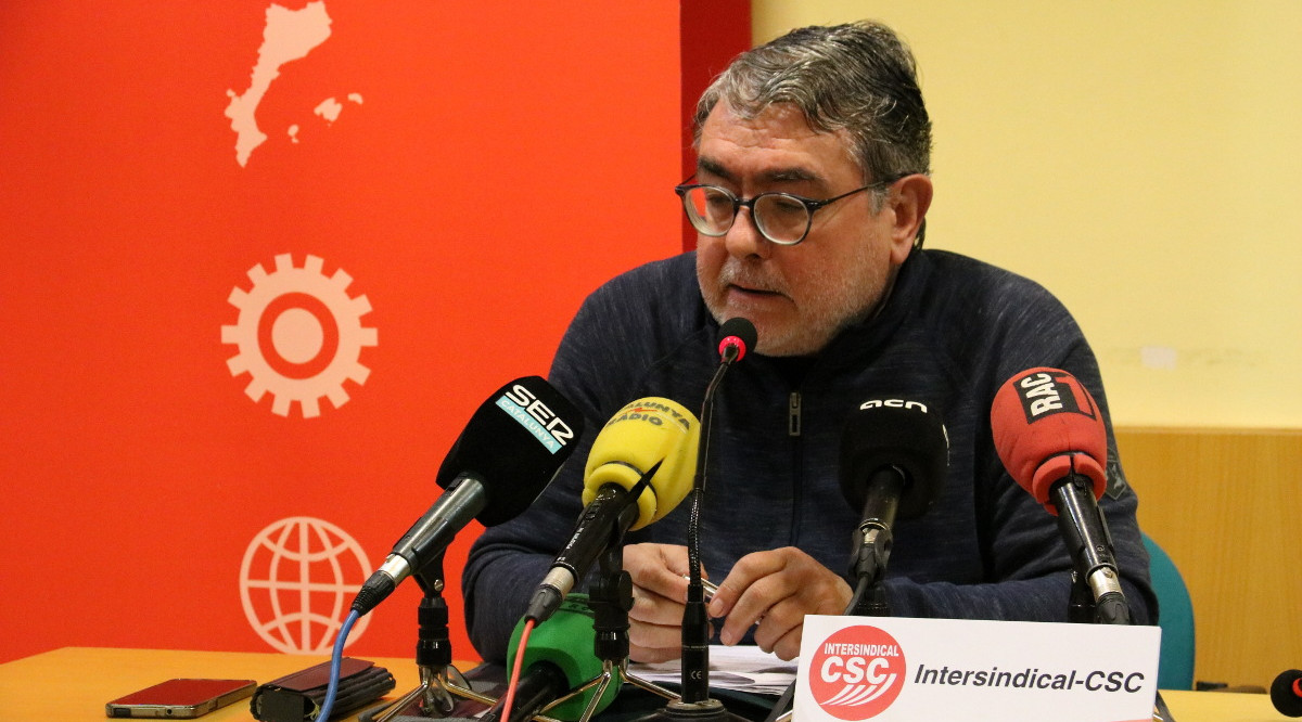 El secretari general de la Intersindical-CSC, Carles Sastre. Mar Vila (ACN)